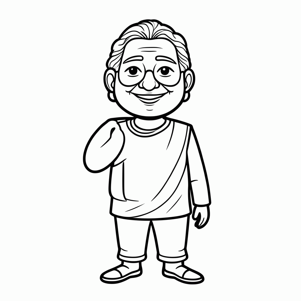 Desenho de Mahatma Gandhi — Resistência Pacífica para colorir e imprimir grátis em folha A4