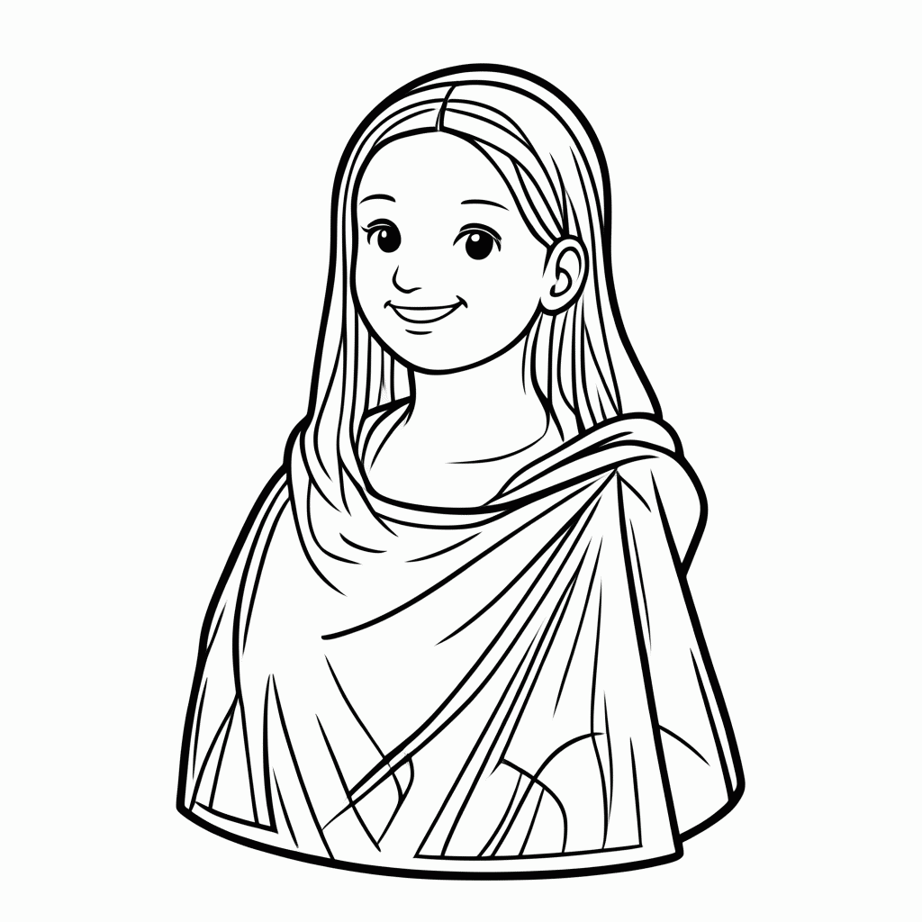 Desenho de Mona Lisa — Pintura de Da Vinci para colorir e imprimir grátis em folha A4