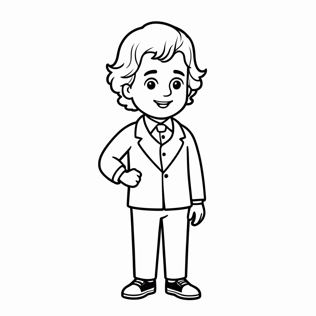 Desenho de Wolfgang Mozart — Compositor para colorir e imprimir grátis em folha A4
