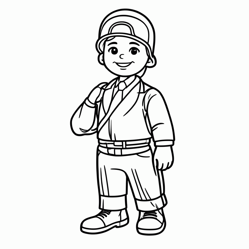 Desenho de Santos Dumont — Pai da Aviação para colorir e imprimir grátis em folha A4