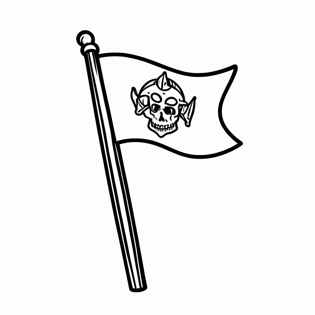 Desenho de Bandeira Pirata para colorir e imprimir grátis em folha A4