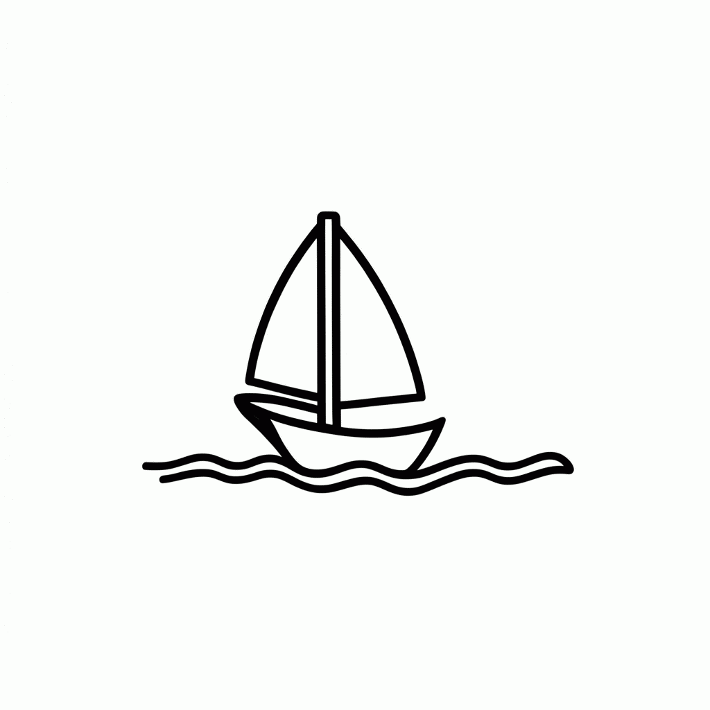 Desenho de Barco a Vela para colorir e imprimir grátis em folha A4