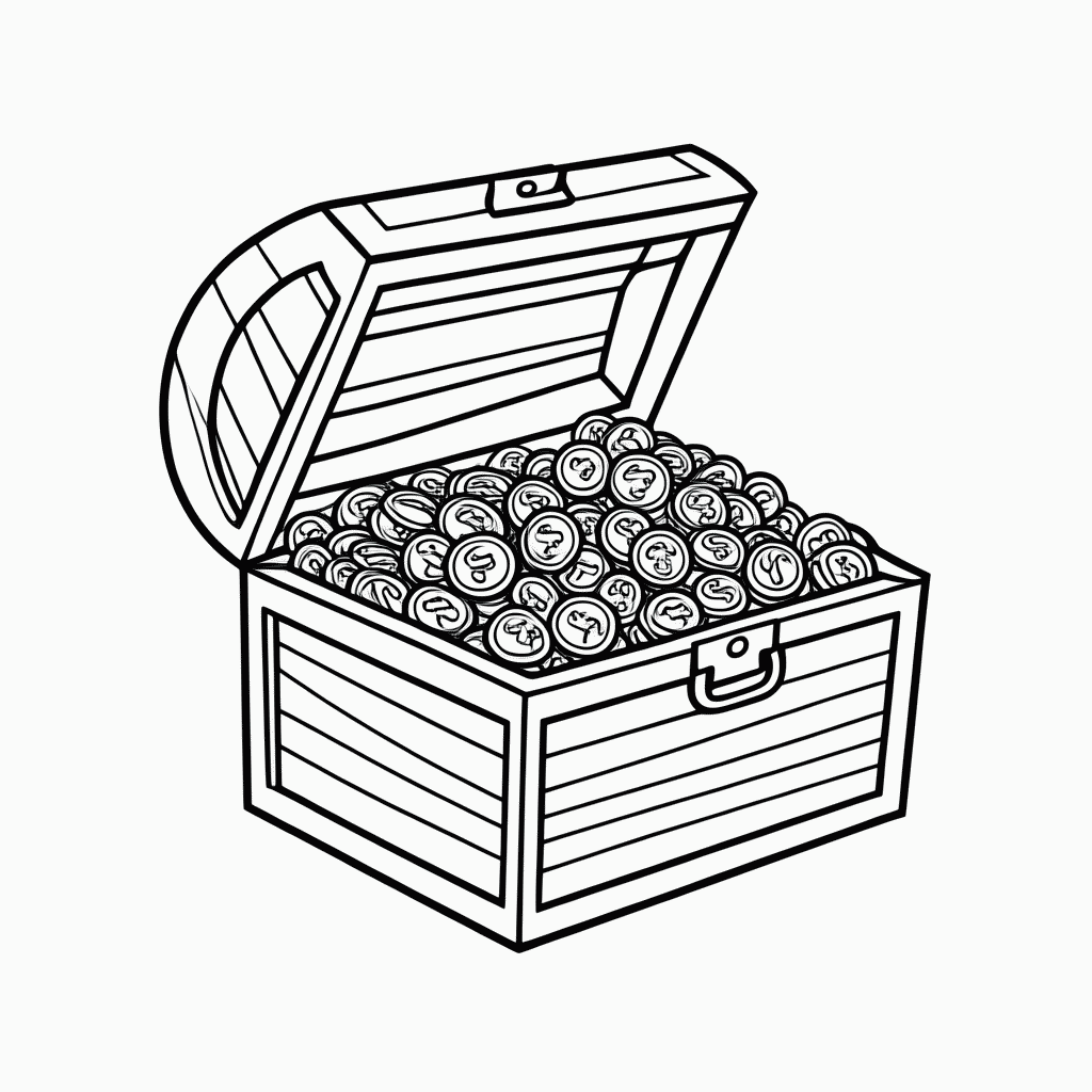 Desenho de Baú de Tesouro para colorir e imprimir grátis em folha A4