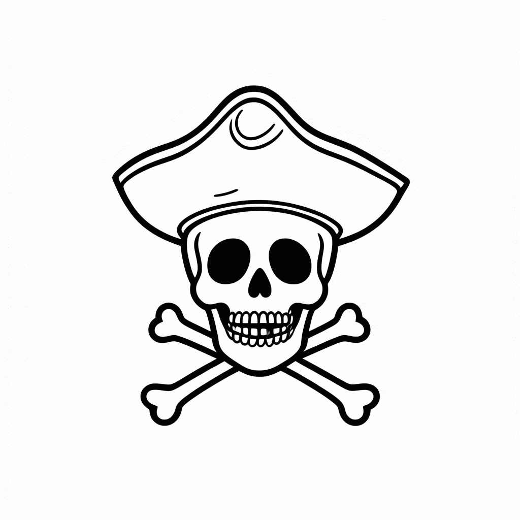 Desenho de Caveira Pirata para colorir e imprimir grátis em folha A4