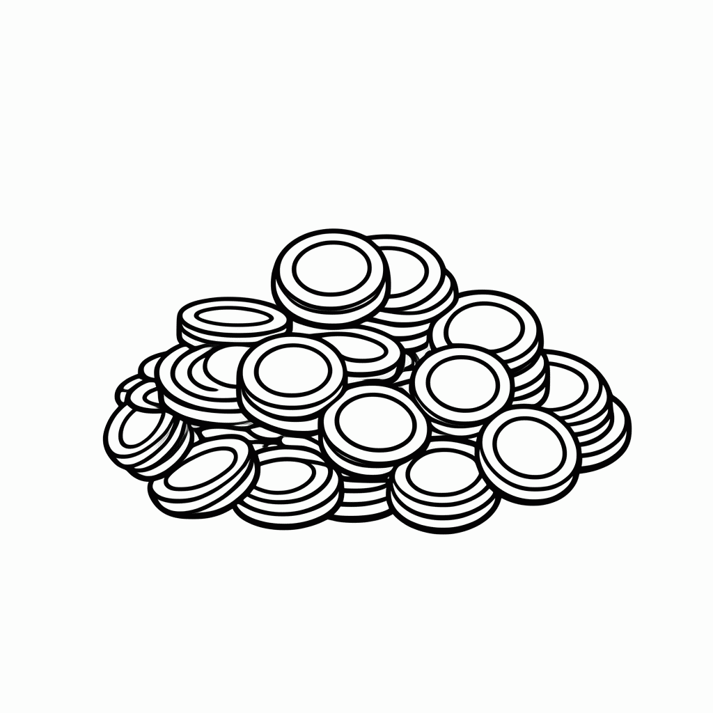Desenho de Moedas de Ouro para colorir e imprimir grátis em folha A4