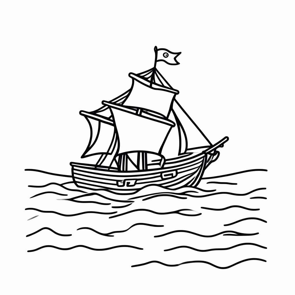 Desenho de Navio Pirata para colorir e imprimir grátis em folha A4