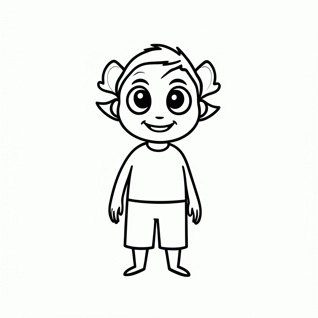 Desenho de Menino Monstro Marinho para colorir e imprimir grátis em folha A4