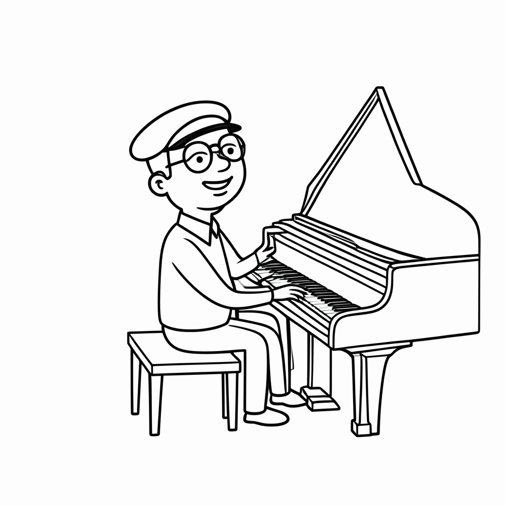Desenho de Músico de Jazz para colorir e imprimir grátis em folha A4