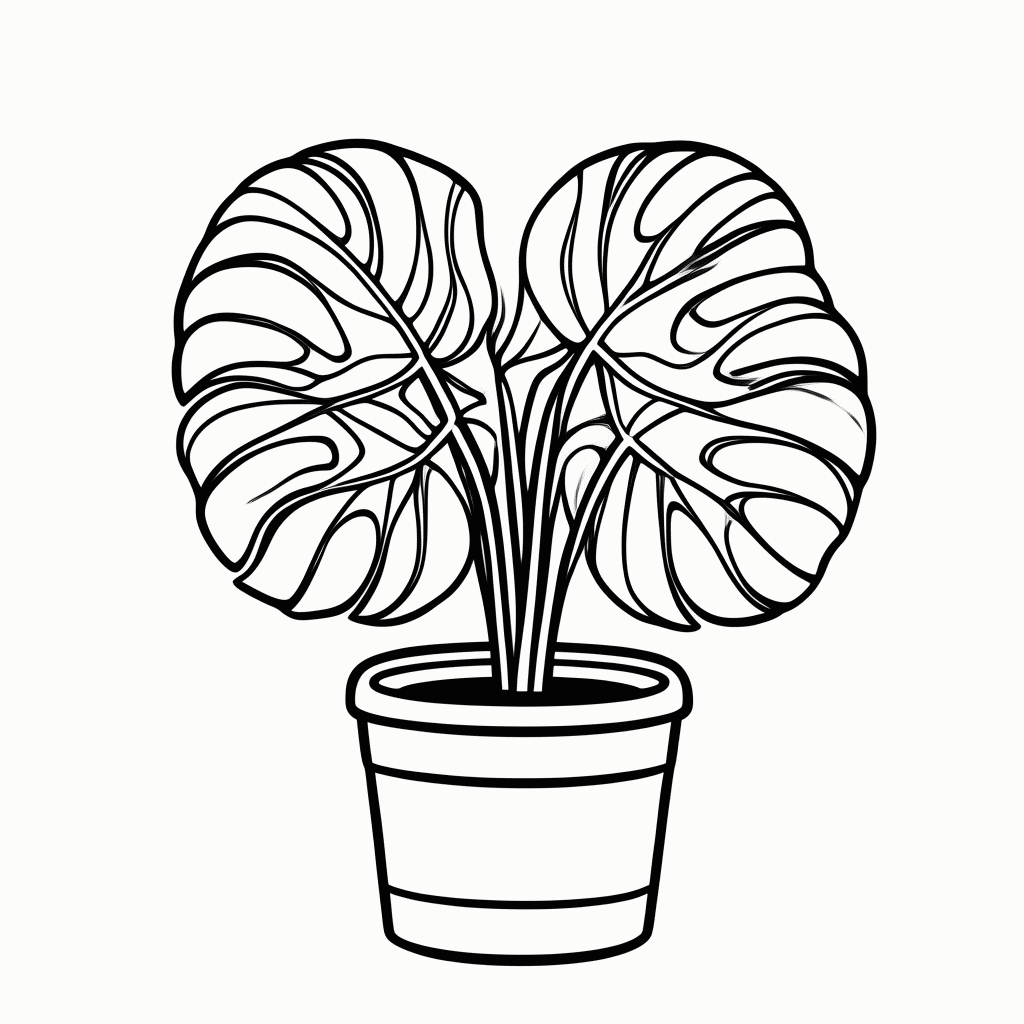 Desenho de Monstera Costela De Adao para colorir e imprimir grátis em folha A4