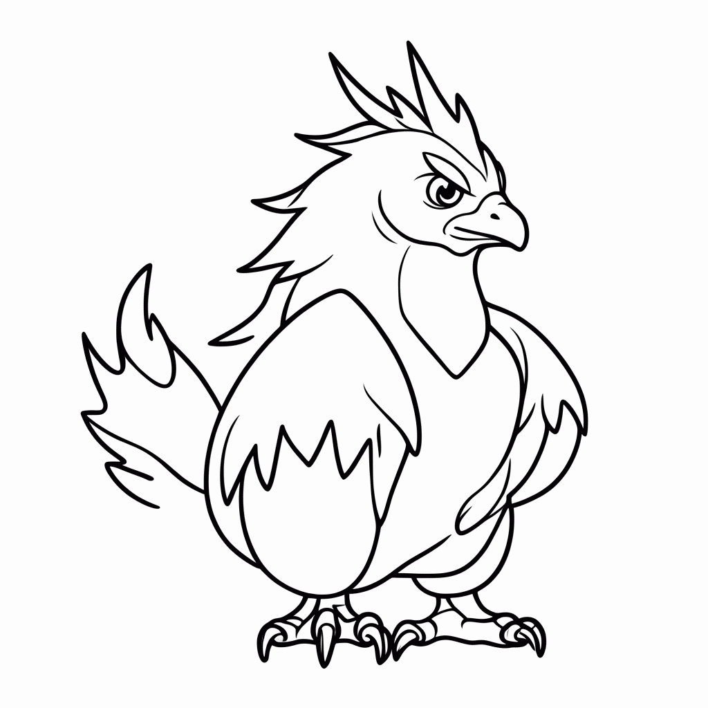 Desenho de Moltres Fogo para colorir e imprimir grátis em folha A4