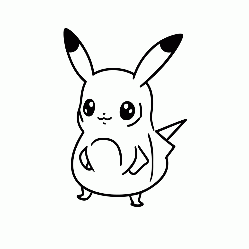 Desenho de Pikachu Classico De Pe para colorir e imprimir grátis em folha A4