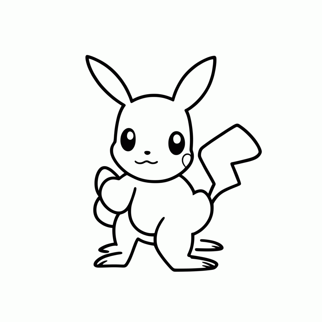 Desenho de Pikachu Com Pokebola para colorir e imprimir grátis em folha A4