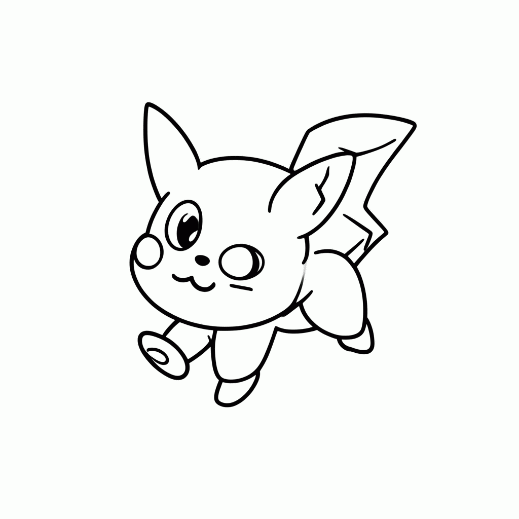 Desenho de Pikachu Correndo para colorir e imprimir grátis em folha A4