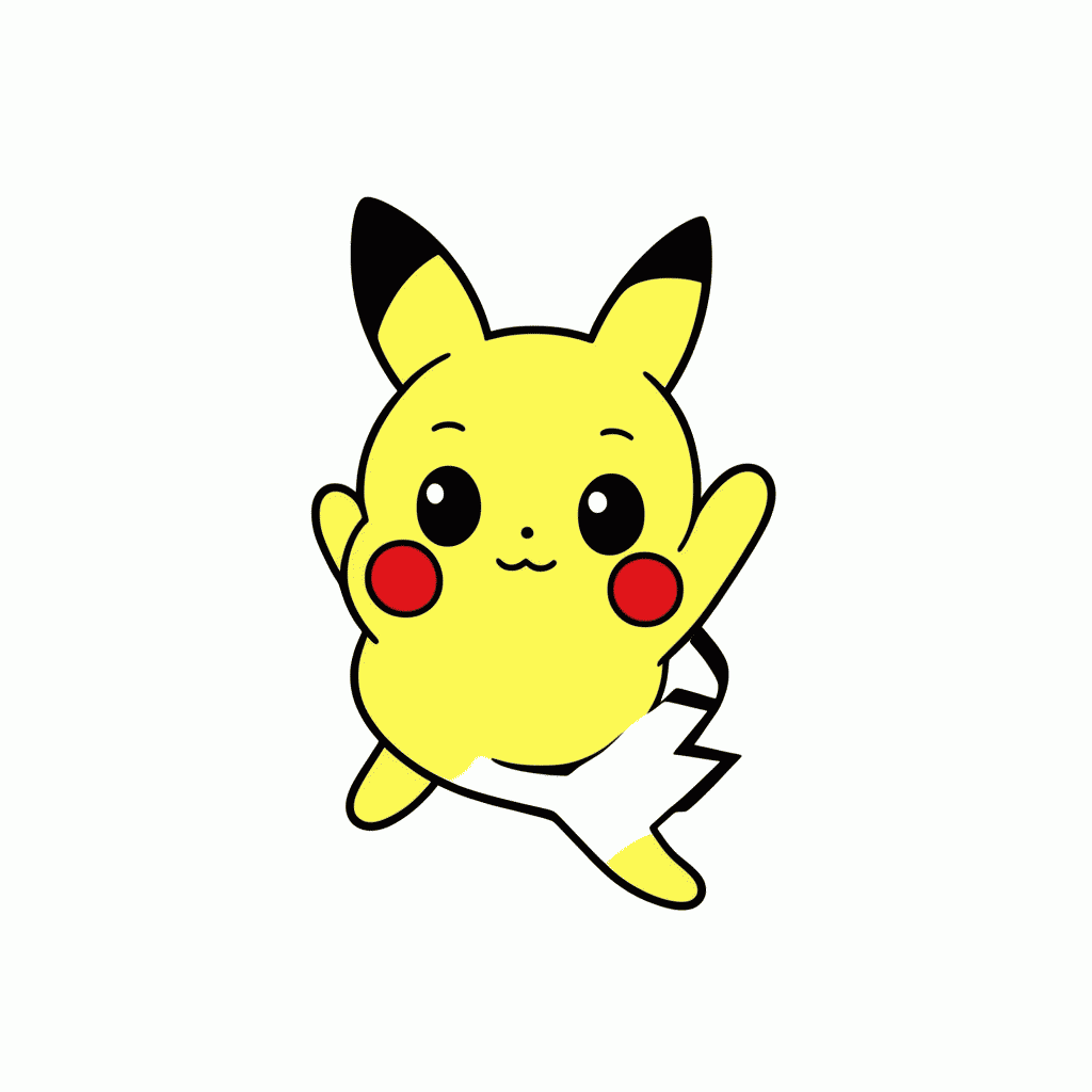Desenho de Pikachu Feliz Pulando para colorir e imprimir grátis em folha A4