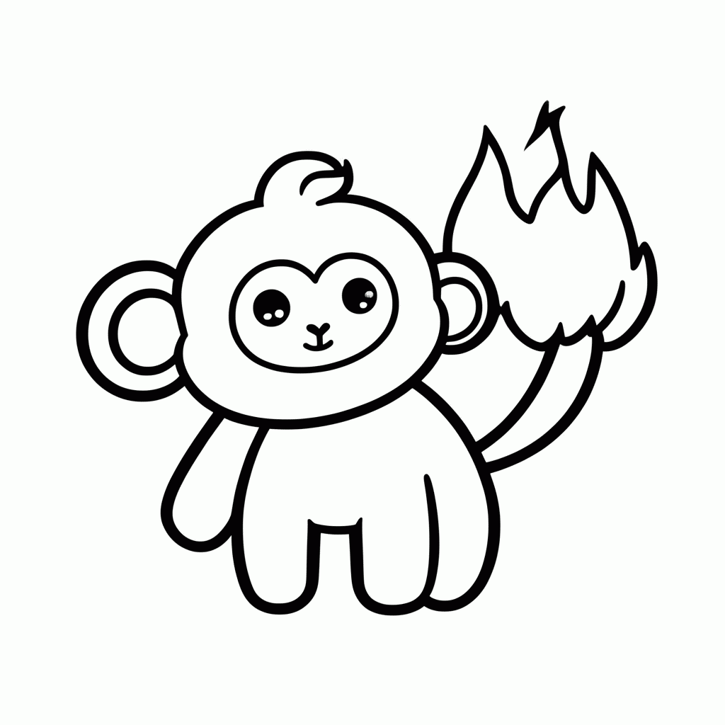 Desenho de Chimchar para colorir e imprimir grátis em folha A4