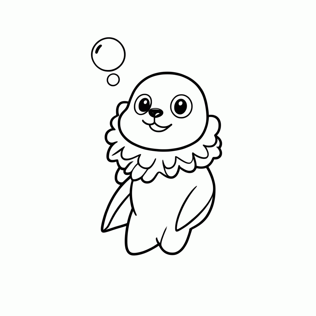 Desenho de Popplio para colorir e imprimir grátis em folha A4