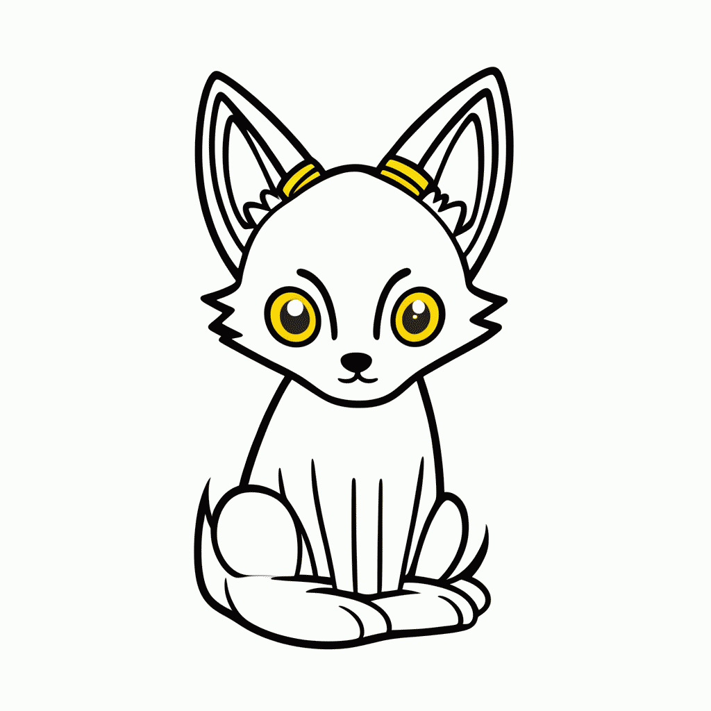 Desenho de Umbreon para colorir e imprimir grátis em folha A4