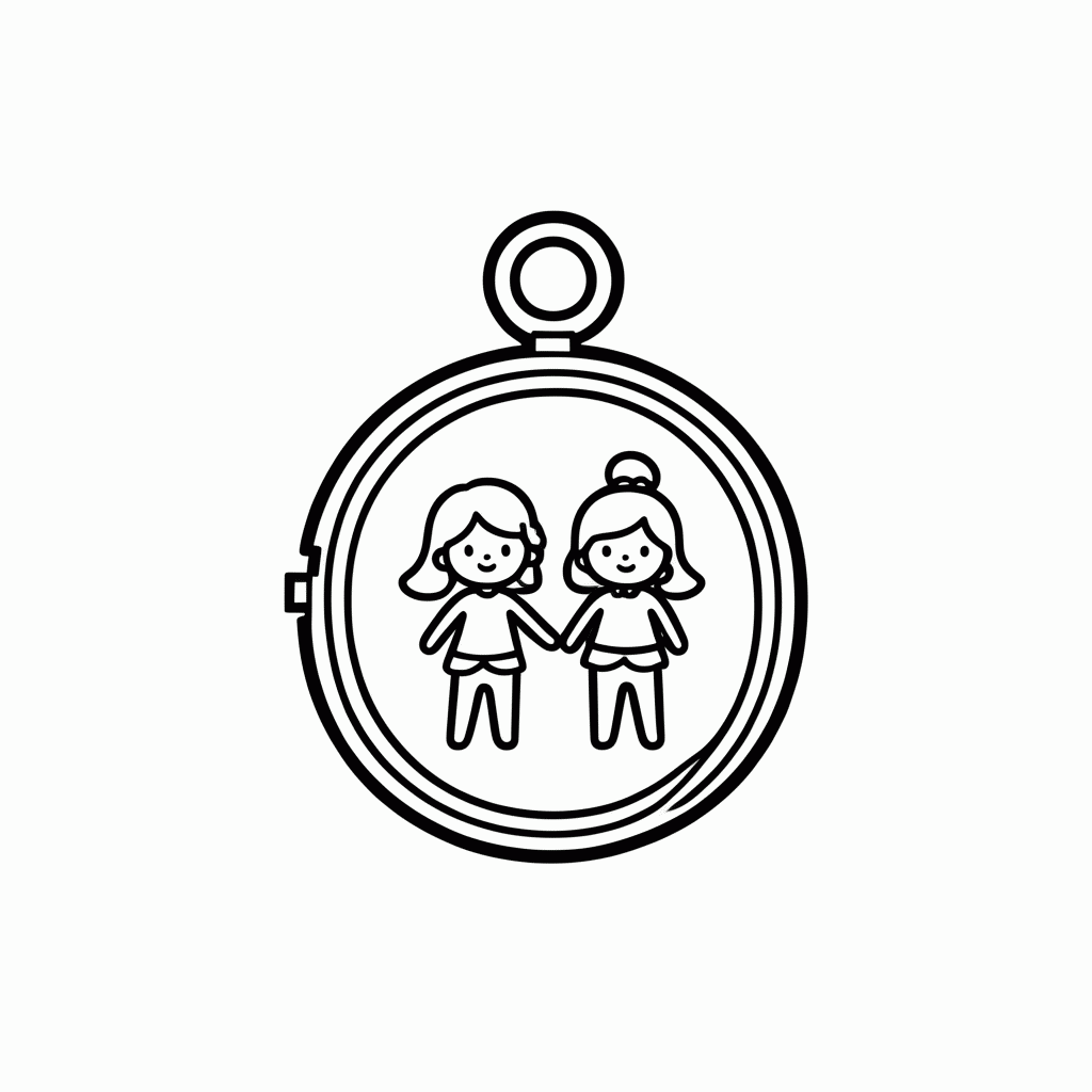 Desenho de Medalhao Com Bonecas para colorir e imprimir grátis em folha A4