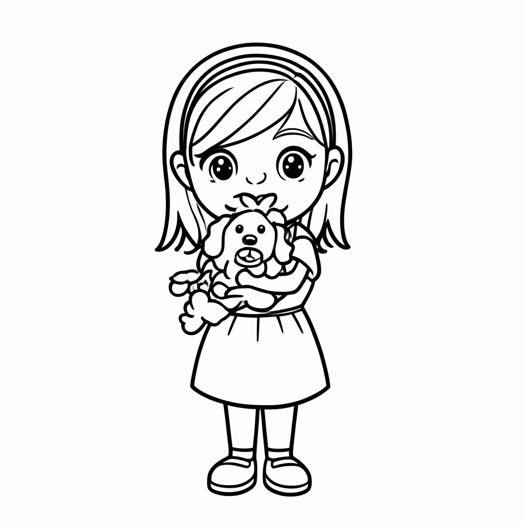 Desenho de Polly Com Cachorro para colorir e imprimir grátis em folha A4