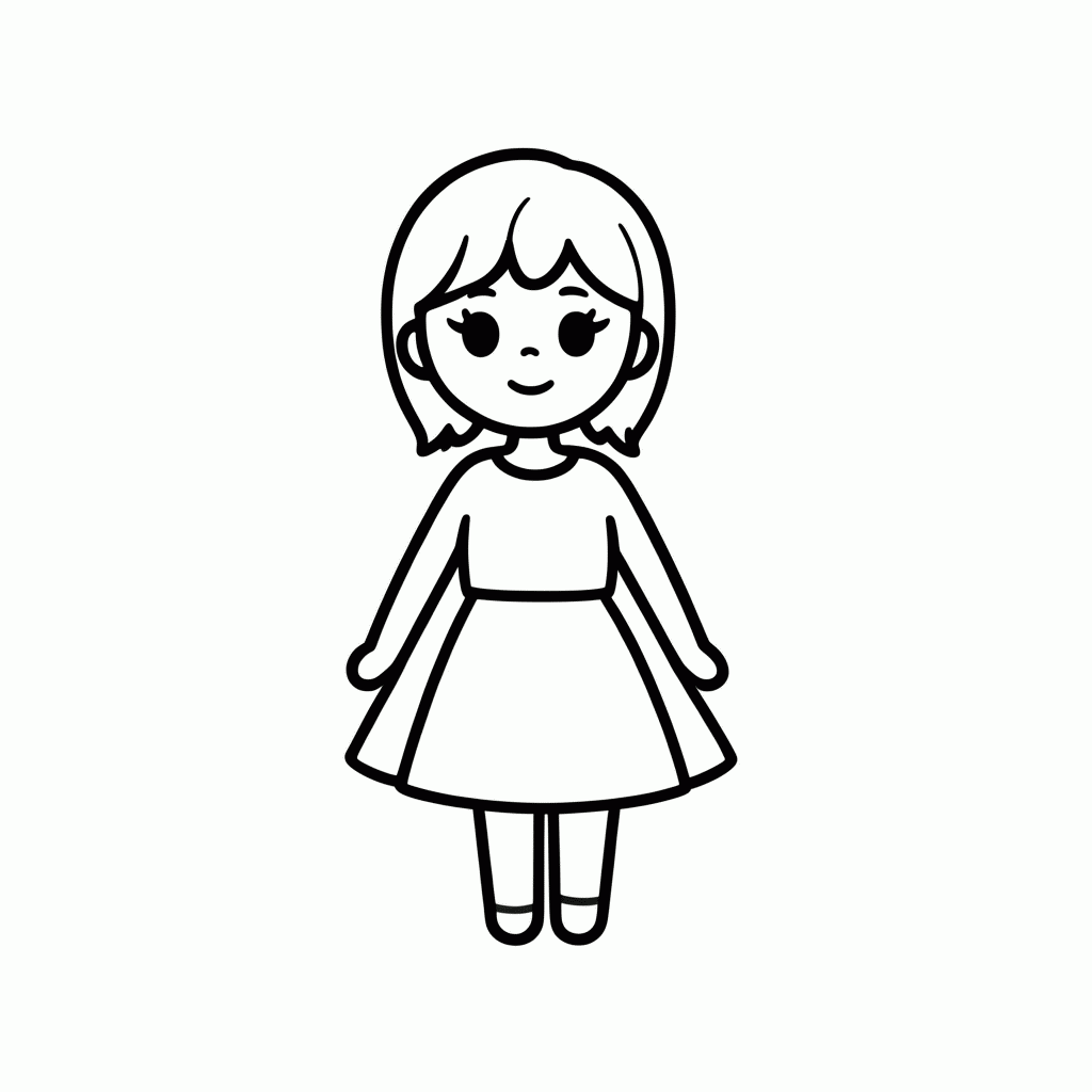 Desenho de Polly Com Vestido Azul para colorir e imprimir grátis em folha A4