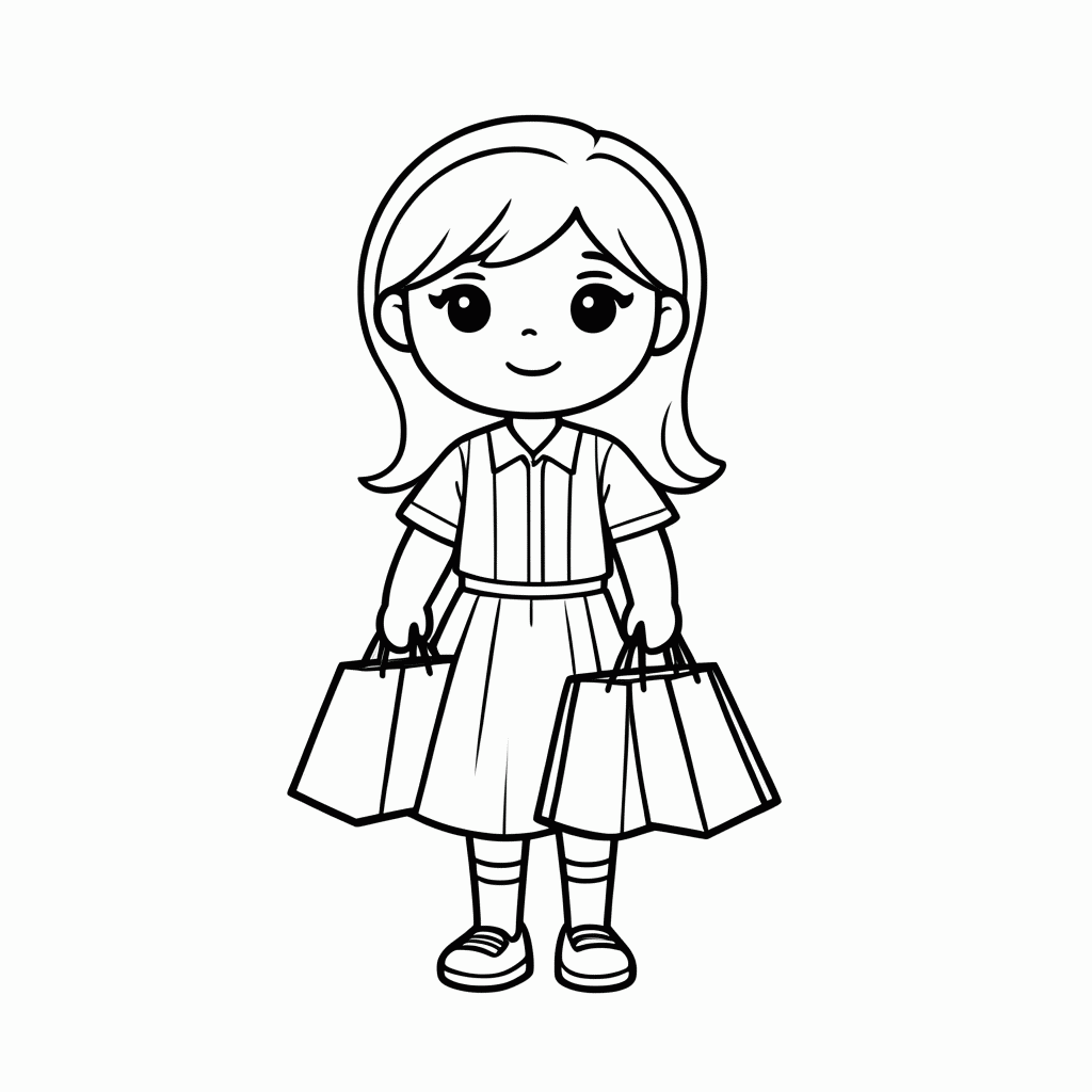 Desenho de Polly No Shopping para colorir e imprimir grátis em folha A4