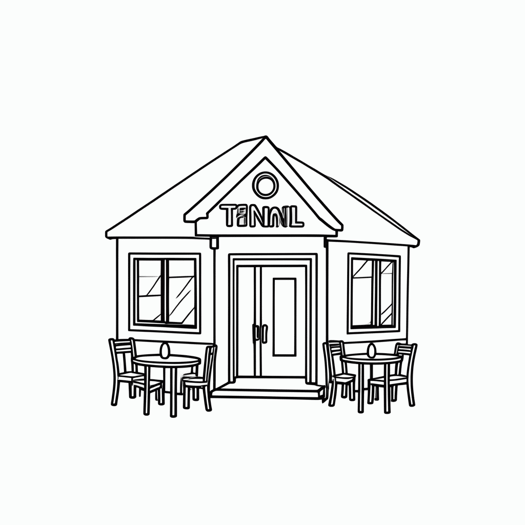 Desenho de Restaurante Polly para colorir e imprimir grátis em folha A4