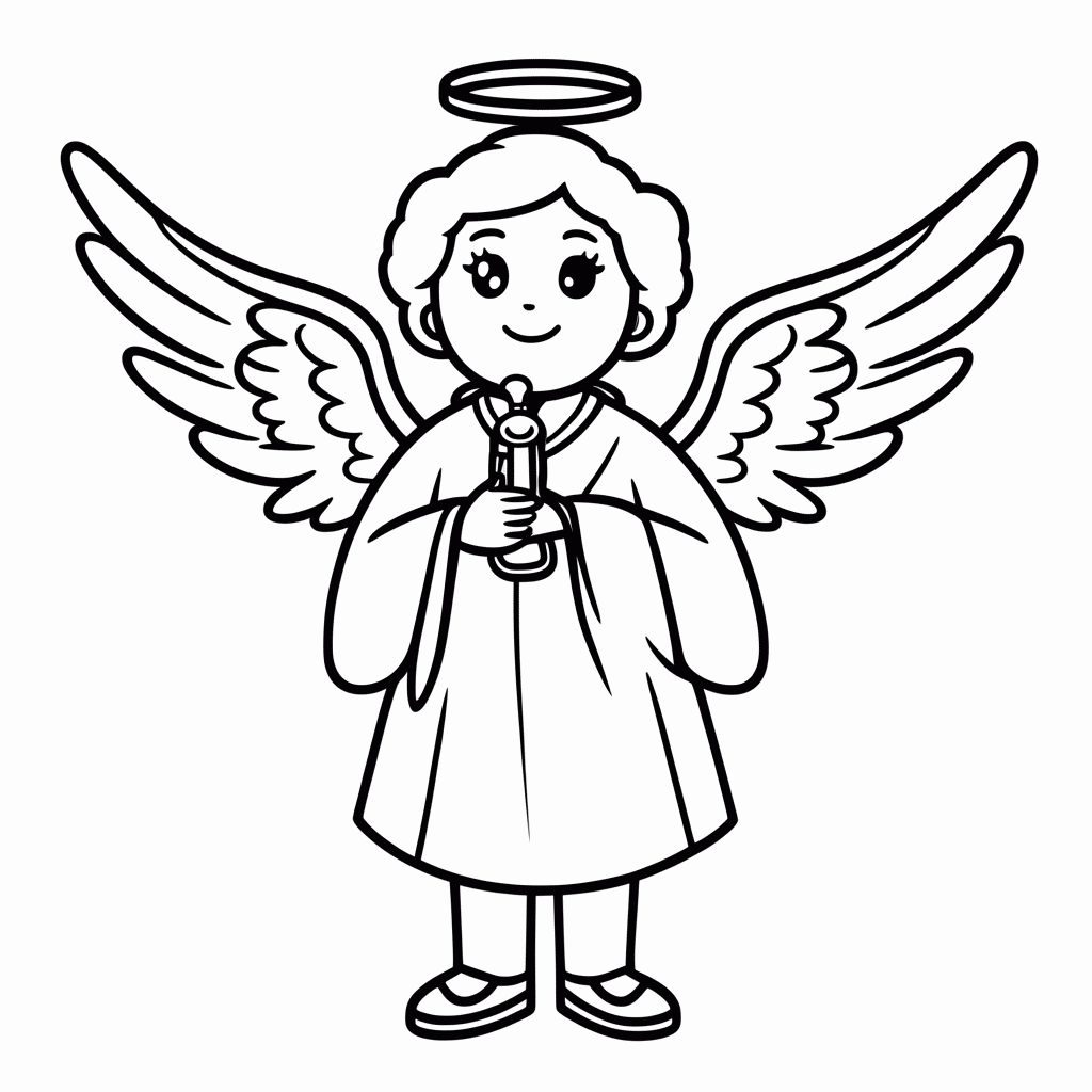 Desenho de Anjo Anunciando para colorir e imprimir grátis em folha A4