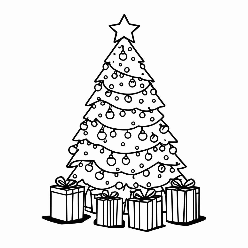 Desenho de Arvore De Natal para colorir e imprimir grátis em folha A4