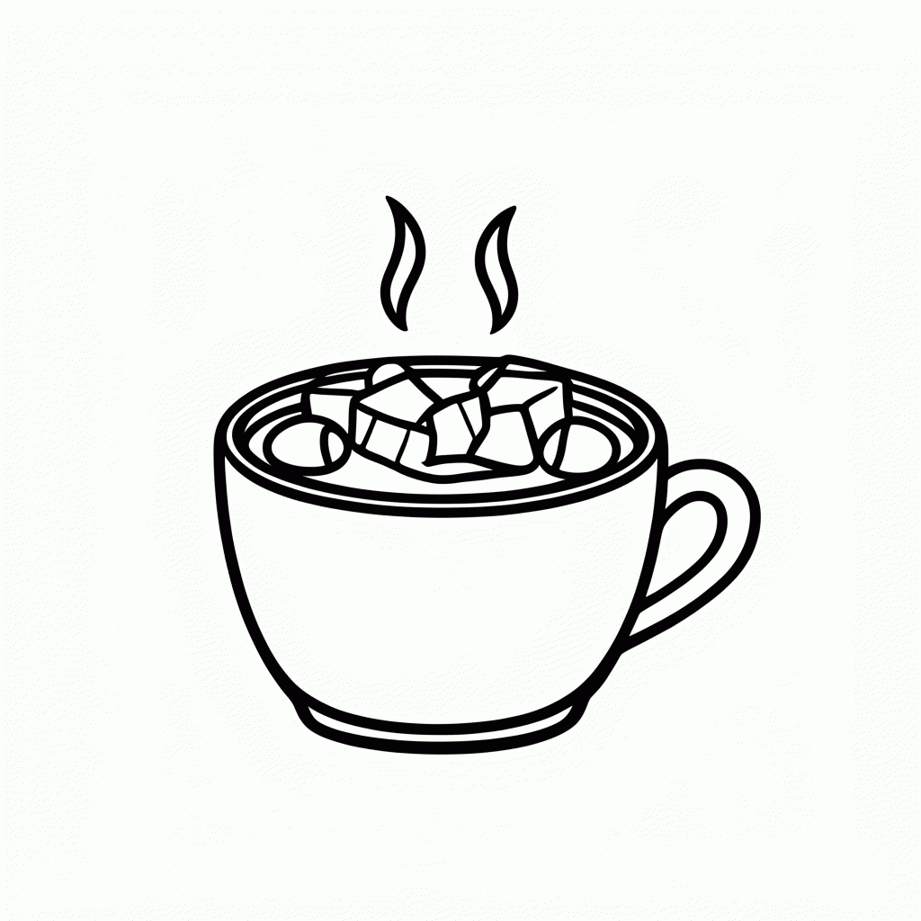 Desenho de Cocoa Com Marshmallow para colorir e imprimir grátis em folha A4