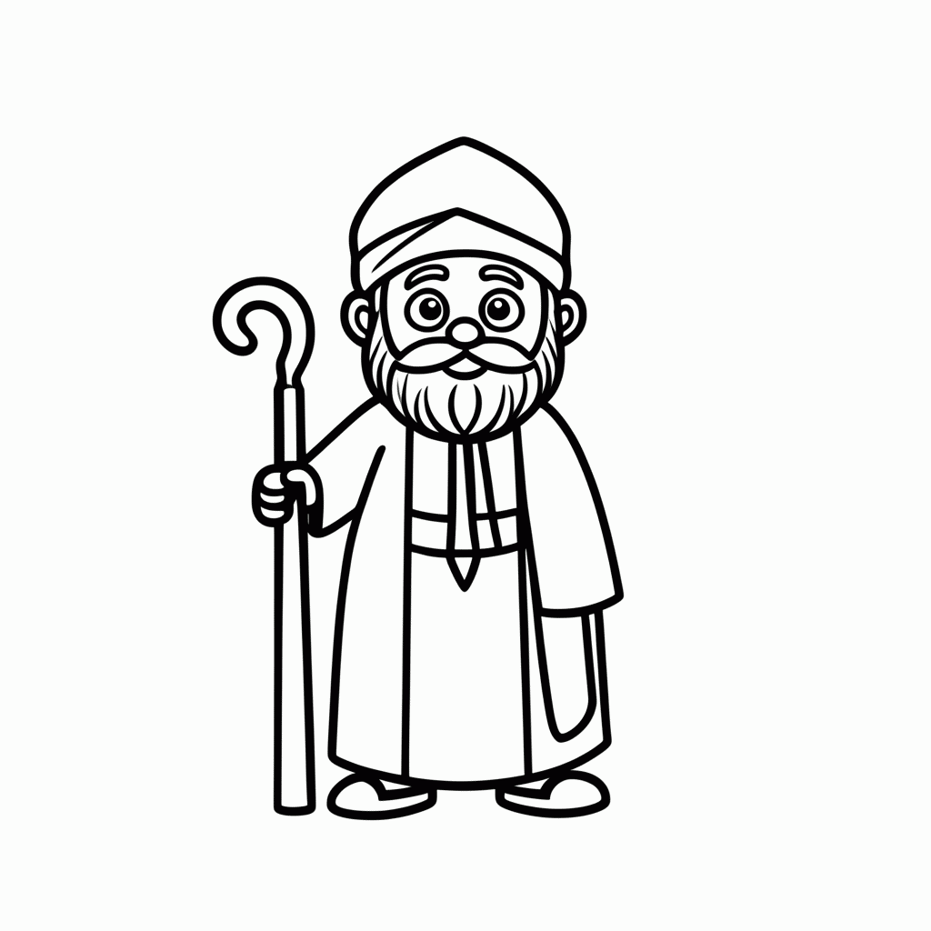 Desenho de Jose Com Cajado para colorir e imprimir grátis em folha A4