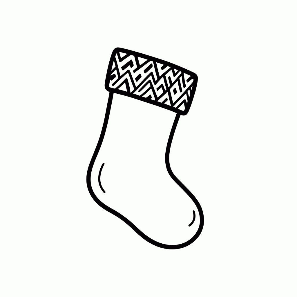 Desenho de Meia Natalina para colorir e imprimir grátis em folha A4