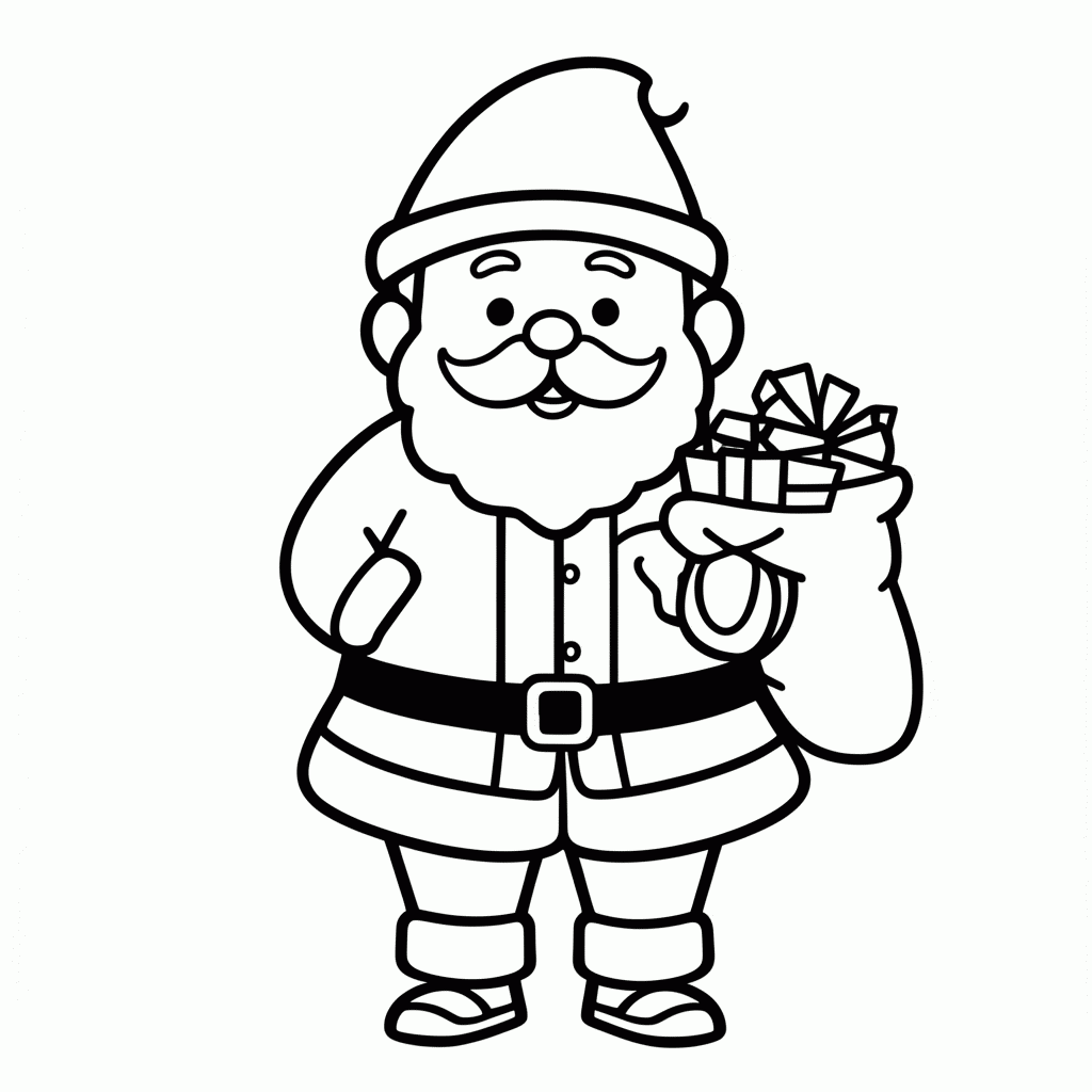 Desenho de Papai Noel Classico para colorir e imprimir grátis em folha A4