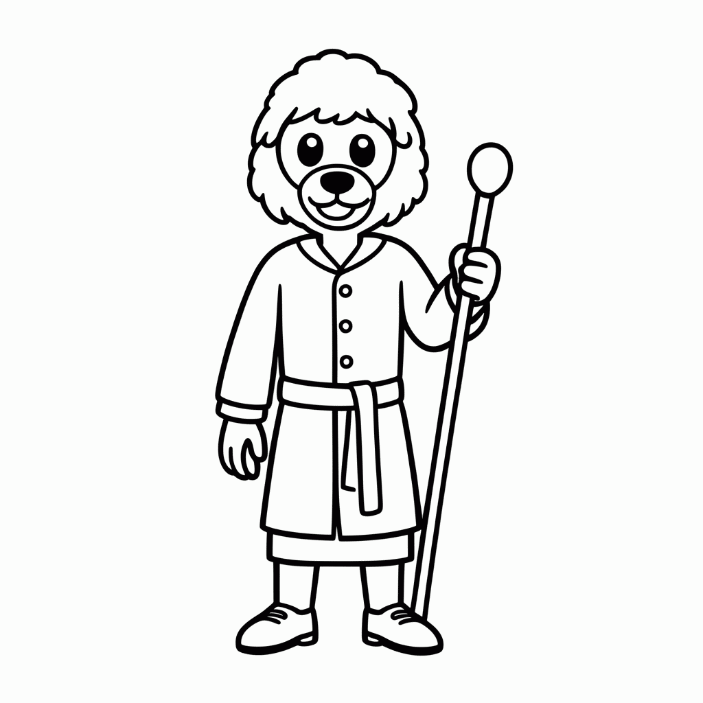 Desenho de Pastor Com Cajado para colorir e imprimir grátis em folha A4