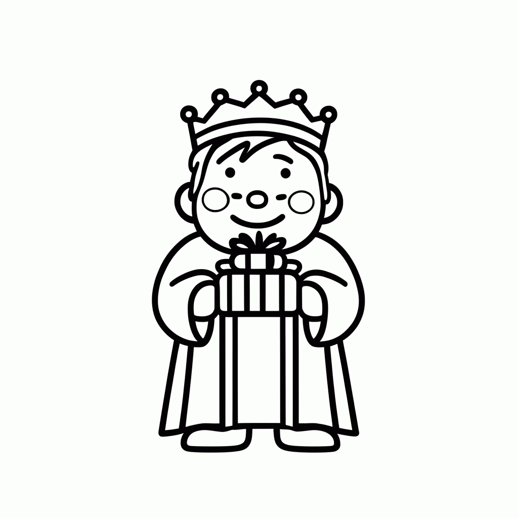 Desenho de Rei Mago Baltazar para colorir e imprimir grátis em folha A4