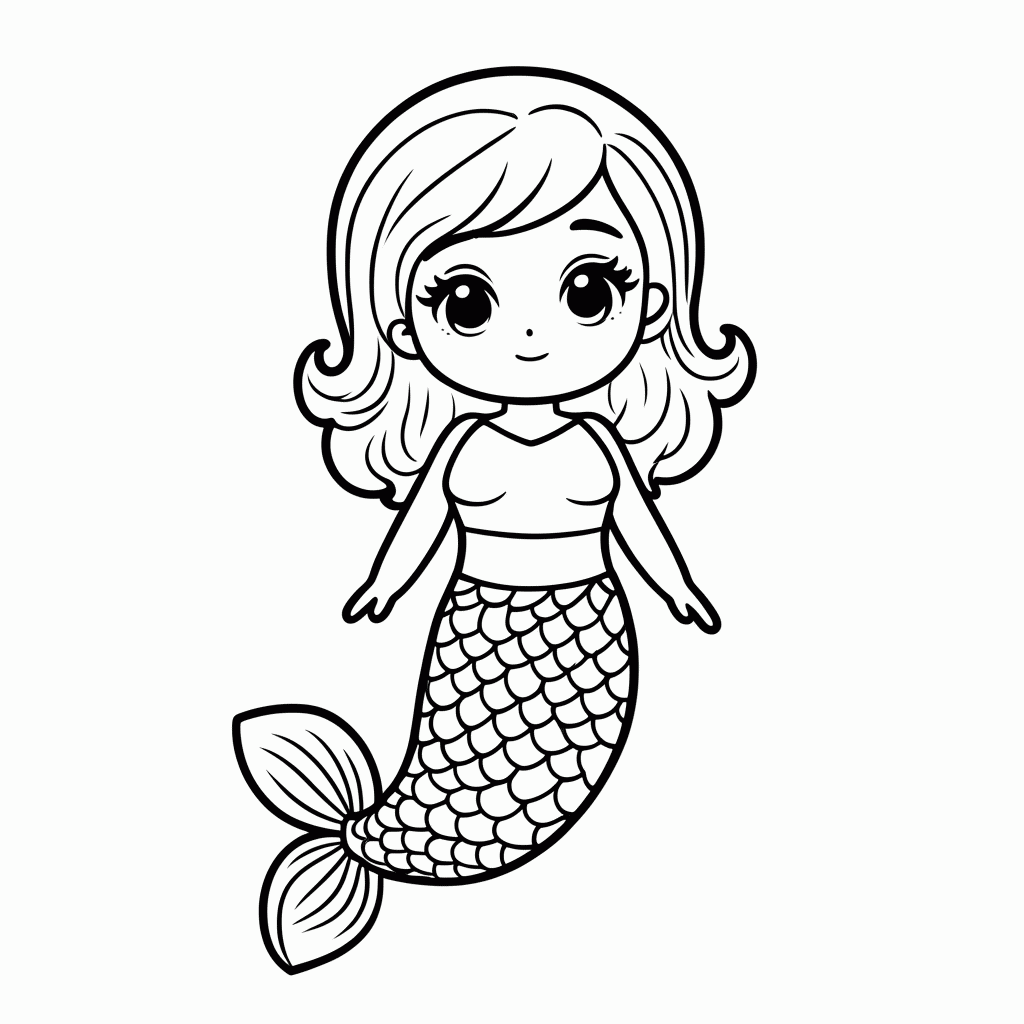 Desenho de Ariel Pequena Sereia Cauda para colorir e imprimir grátis em folha A4
