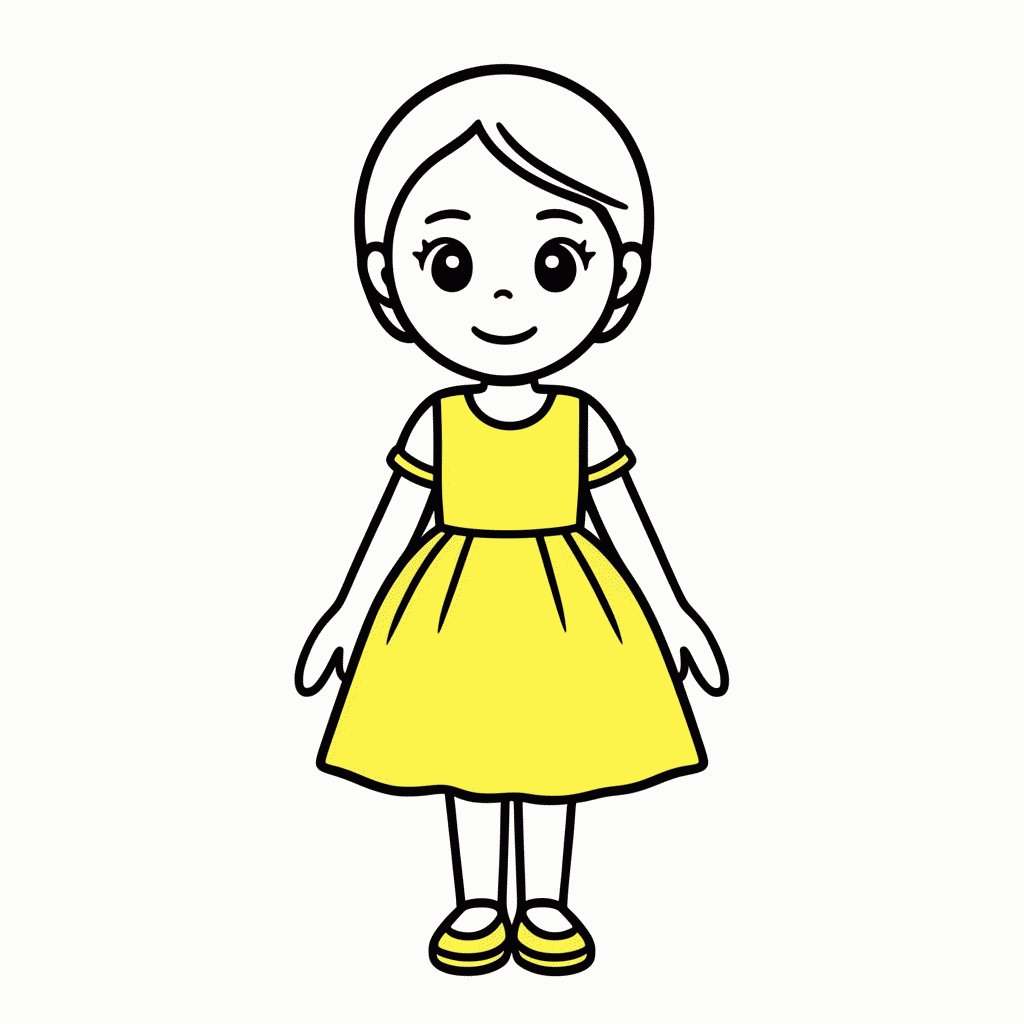 Desenho de Bela Vestido Amarelo para colorir e imprimir grátis em folha A4