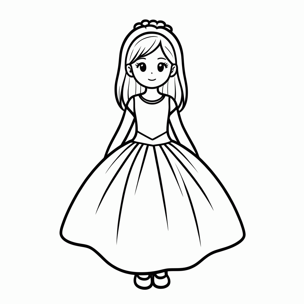 Desenho de Cinderela Vestido Azul Cristal para colorir e imprimir grátis em folha A4