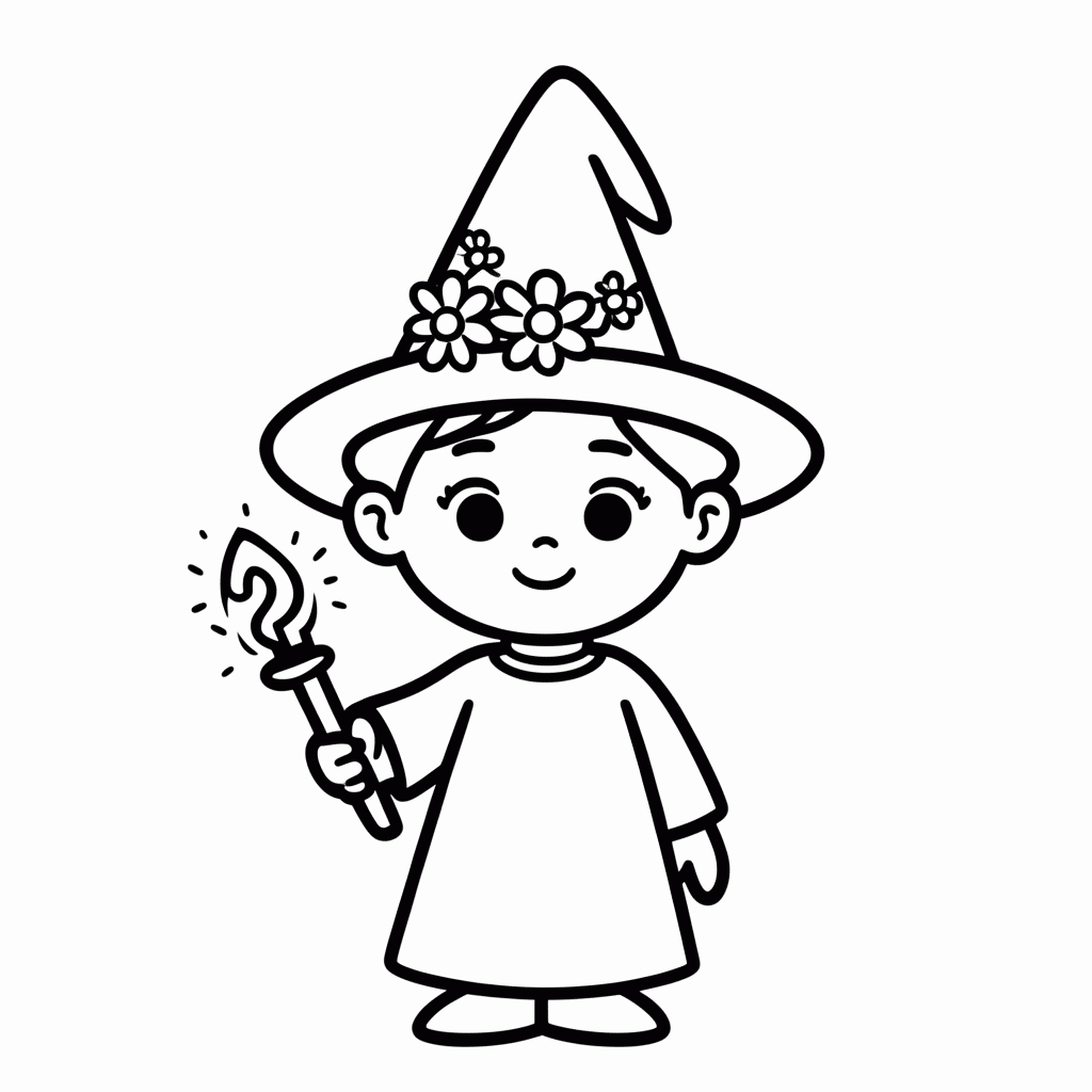 Desenho de Bruxa Boa para colorir e imprimir grátis em folha A4