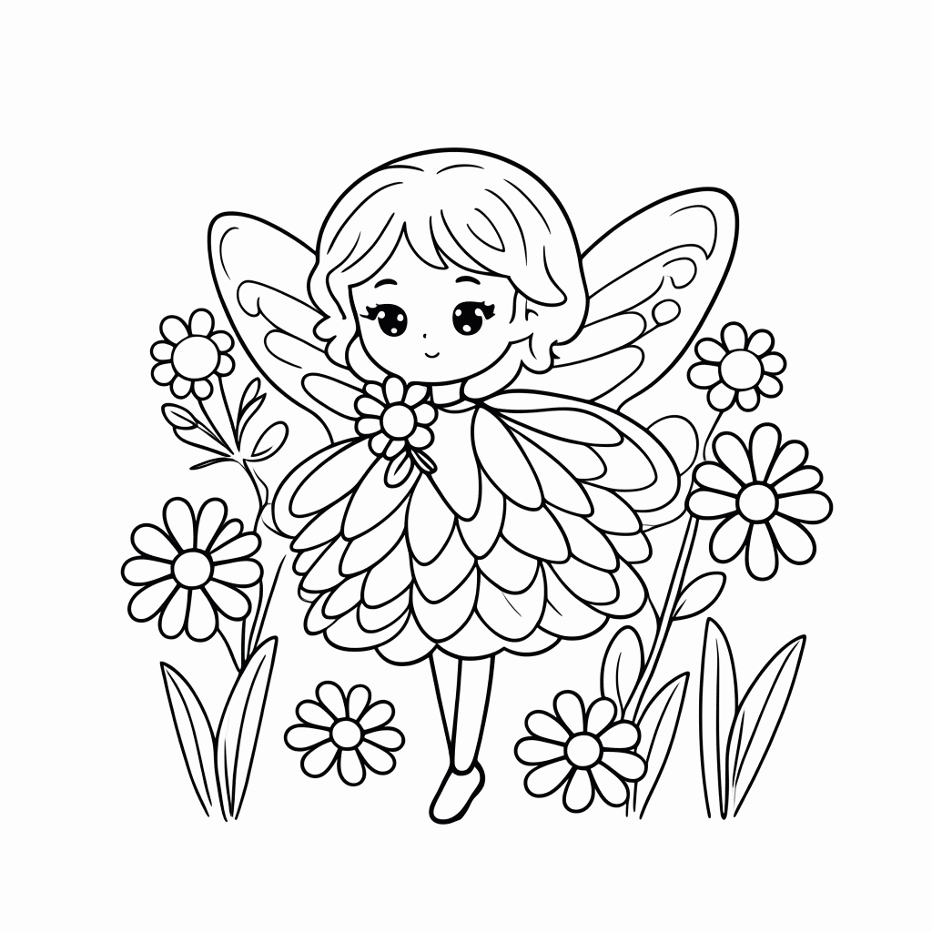 Desenho de Fada Das Flores para colorir e imprimir grátis em folha A4