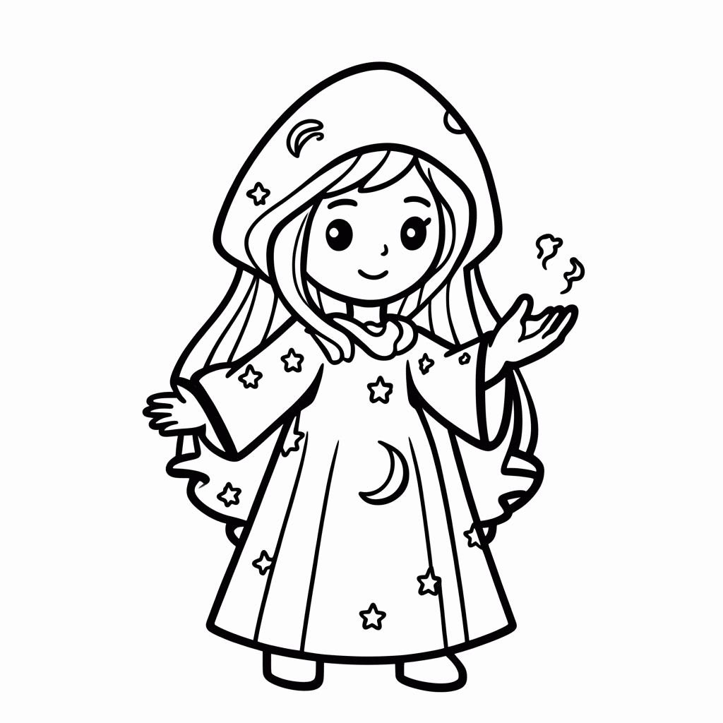 Desenho de Feiticeira para colorir e imprimir grátis em folha A4