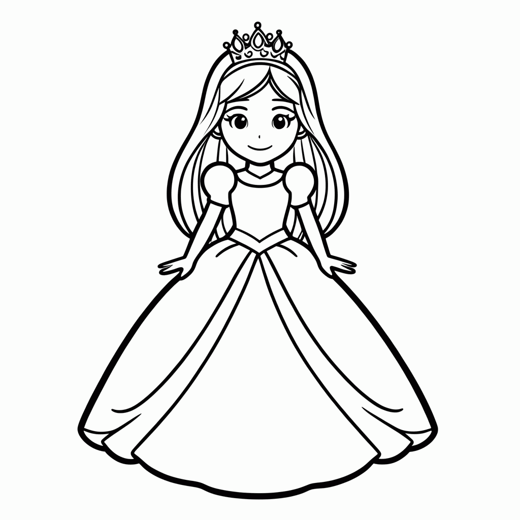 Desenho de Princesa Azul para colorir e imprimir grátis em folha A4