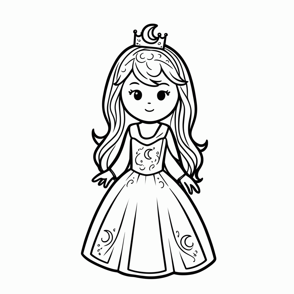Desenho de Princesa Da Lua para colorir e imprimir grátis em folha A4