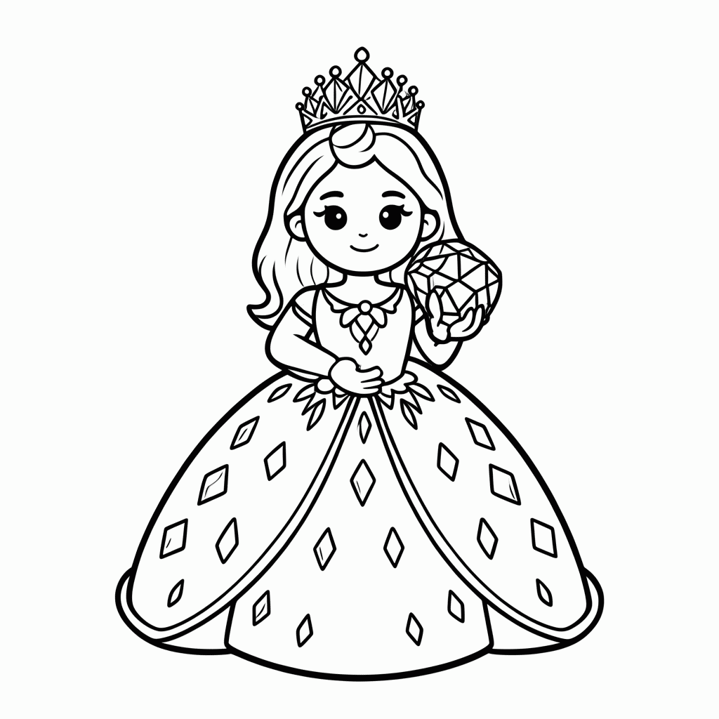Desenho de Princesa Do Cristal para colorir e imprimir grátis em folha A4