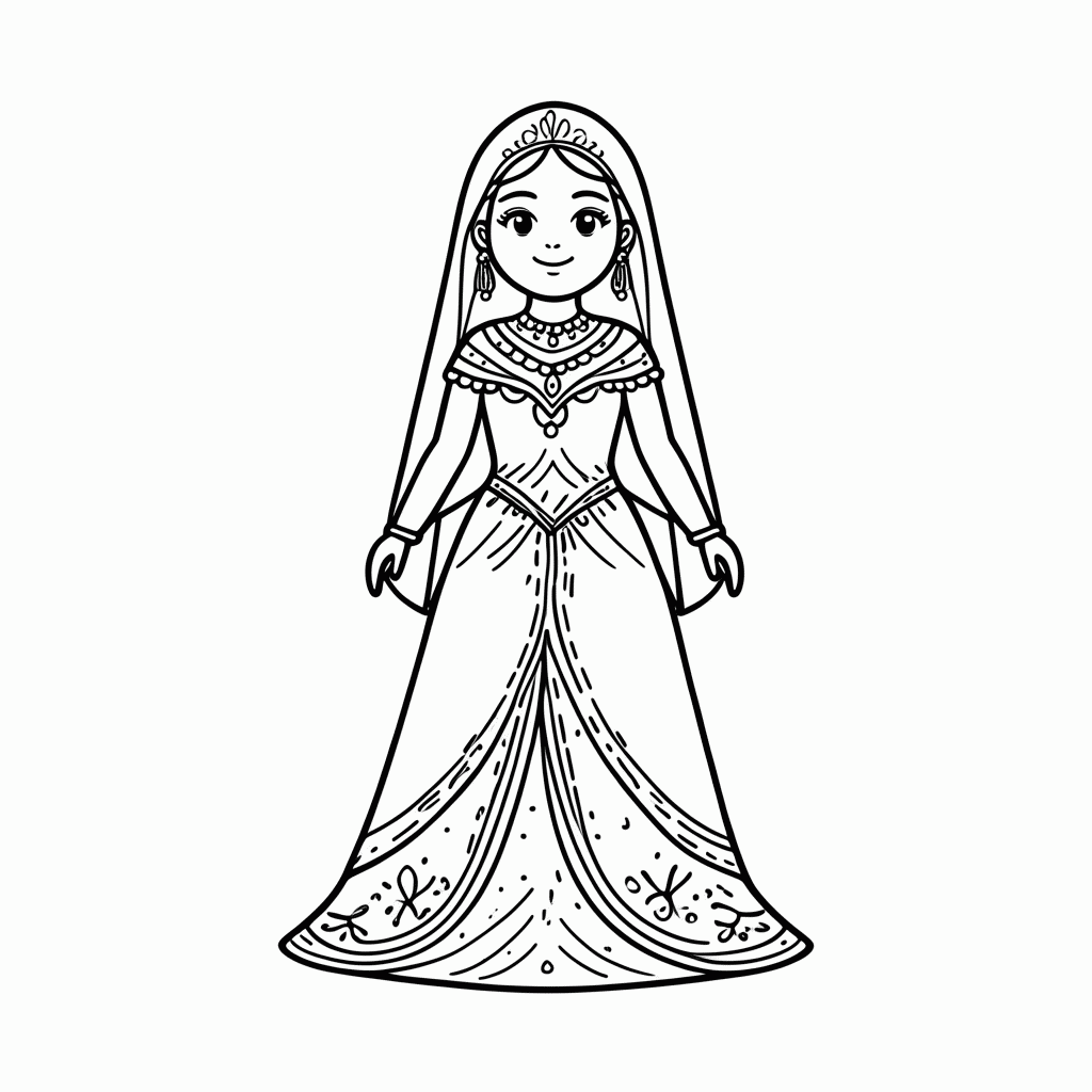 Desenho de Princesa Do Deserto para colorir e imprimir grátis em folha A4