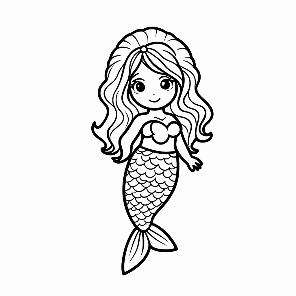 Desenho de Princesa Do Mar para colorir e imprimir grátis em folha A4