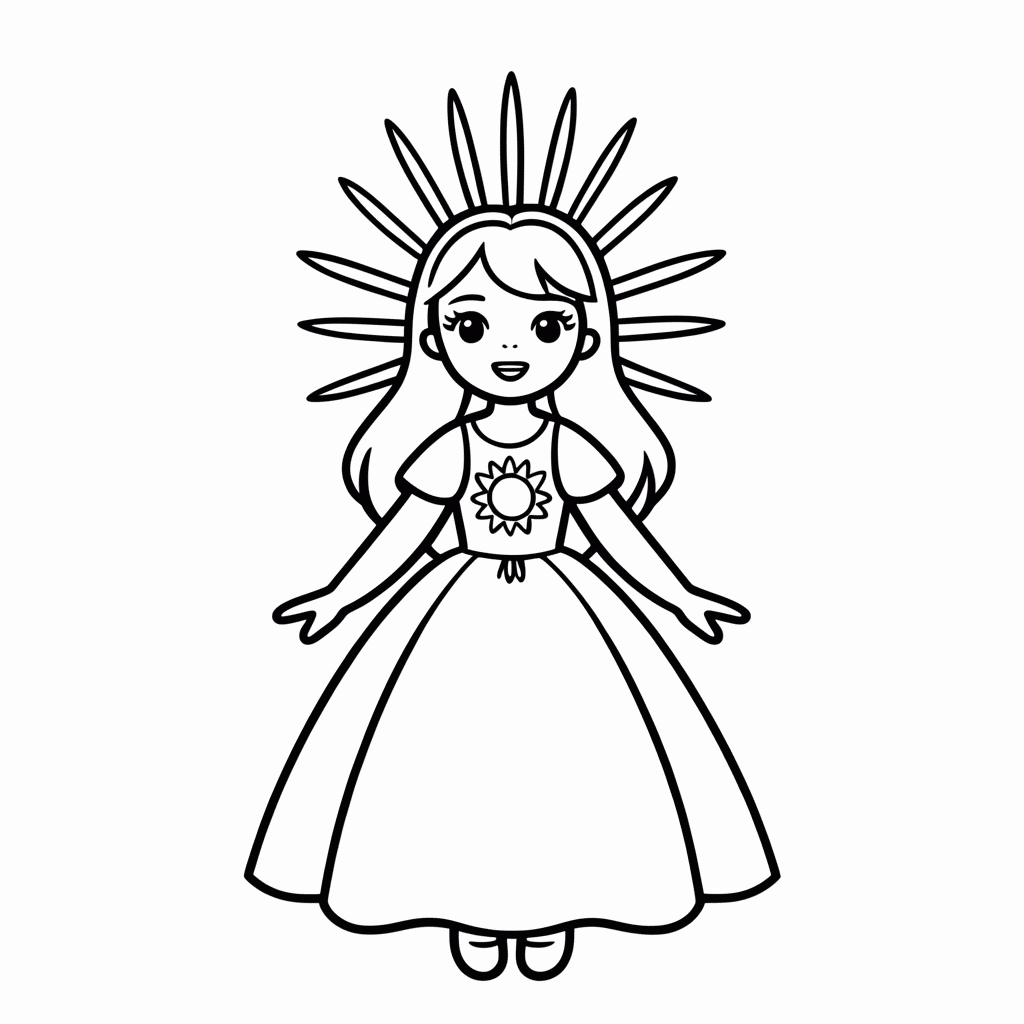 Desenho de Princesa Do Sol para colorir e imprimir grátis em folha A4