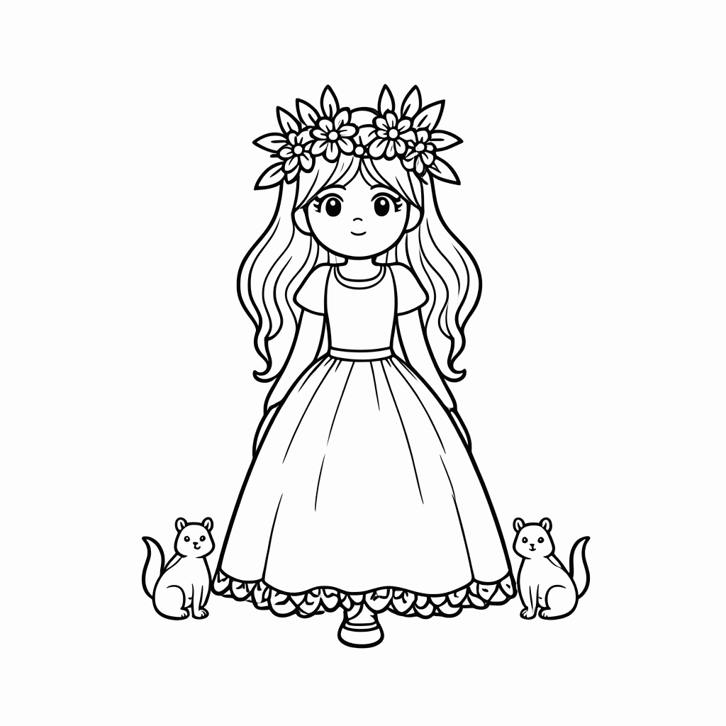 Desenho de Princesa Dos Bosques para colorir e imprimir grátis em folha A4