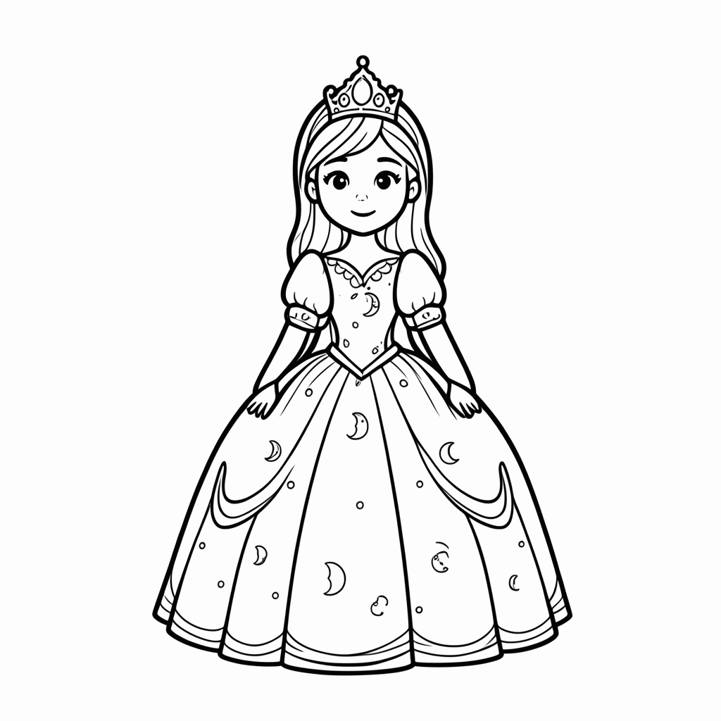 Desenho de Princesa Prateada para colorir e imprimir grátis em folha A4