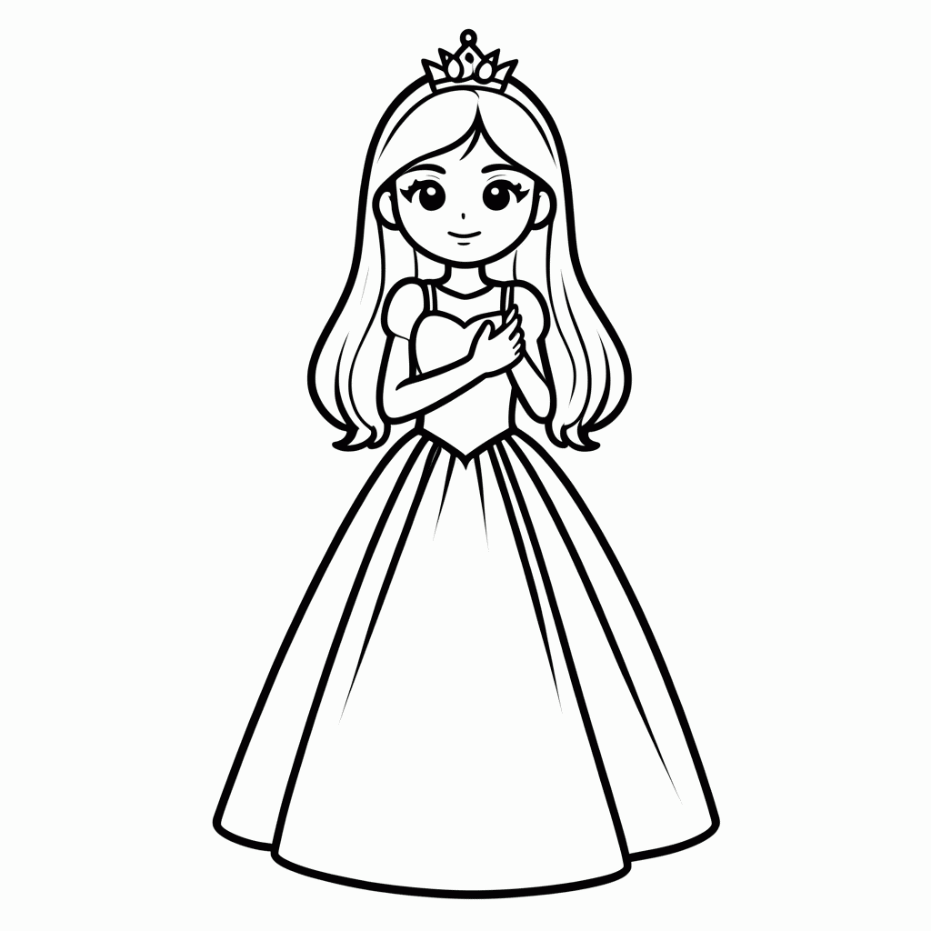 Desenho de Princesa Vermelha para colorir e imprimir grátis em folha A4