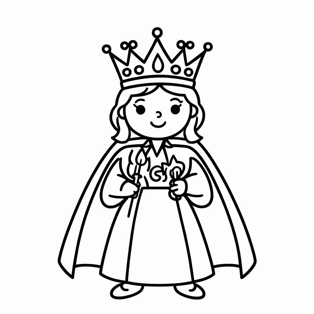 Desenho de Rainha para colorir e imprimir grátis em folha A4